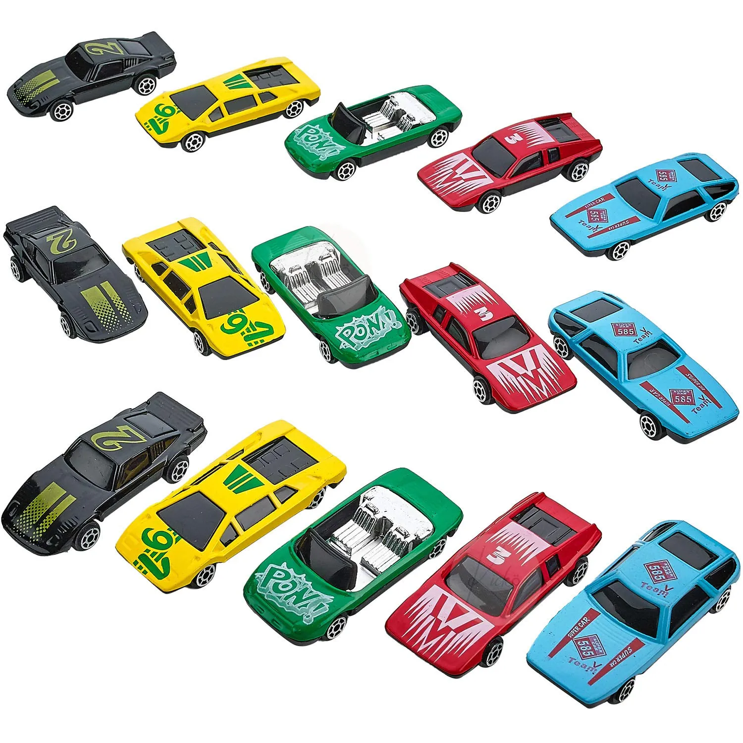 Kicko Diecast Race Cars - 15 Pack - 1 to 64 Scale - for Party Favors, Supplies, Classroom