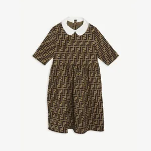 Knitted Peter Pan dress with FF logo, 8-14 years Fendi, nocciola marrone