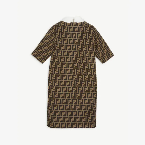 Knitted Peter Pan dress with FF logo, 8-14 years Fendi, nocciola marrone