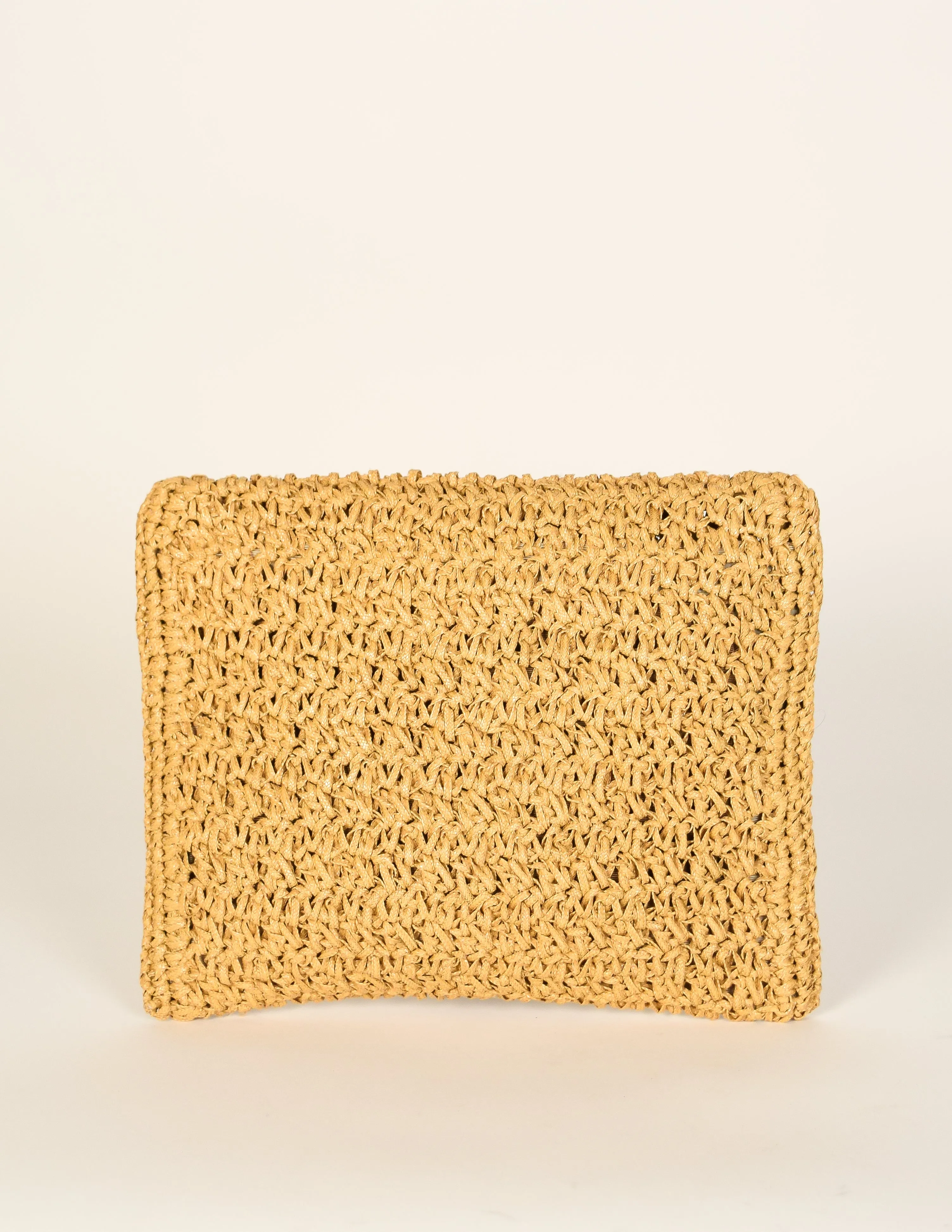 Koret Vintage Mustard Yellow Large Woven Clutch Bag