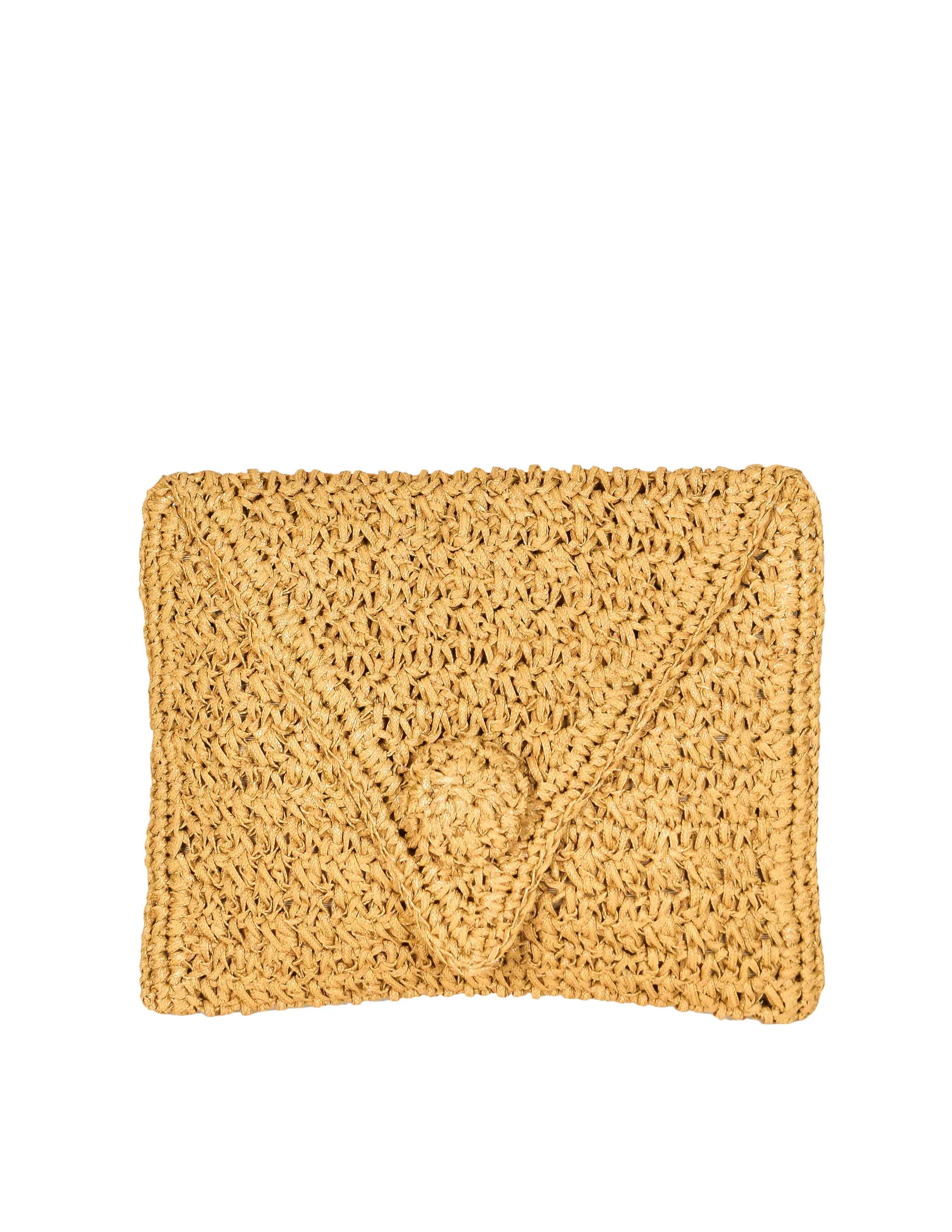 Koret Vintage Mustard Yellow Large Woven Clutch Bag