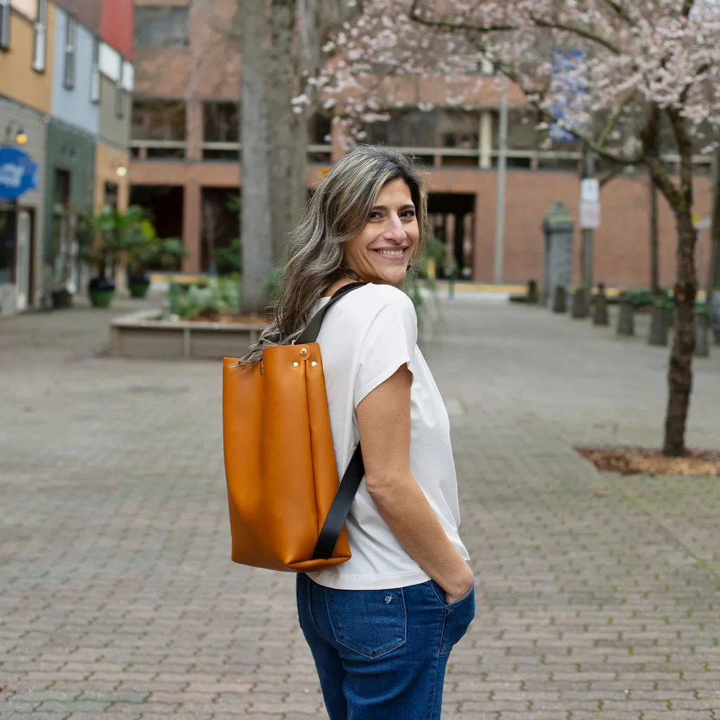 Large Crossback (crossbody   backpack) - Black Leather