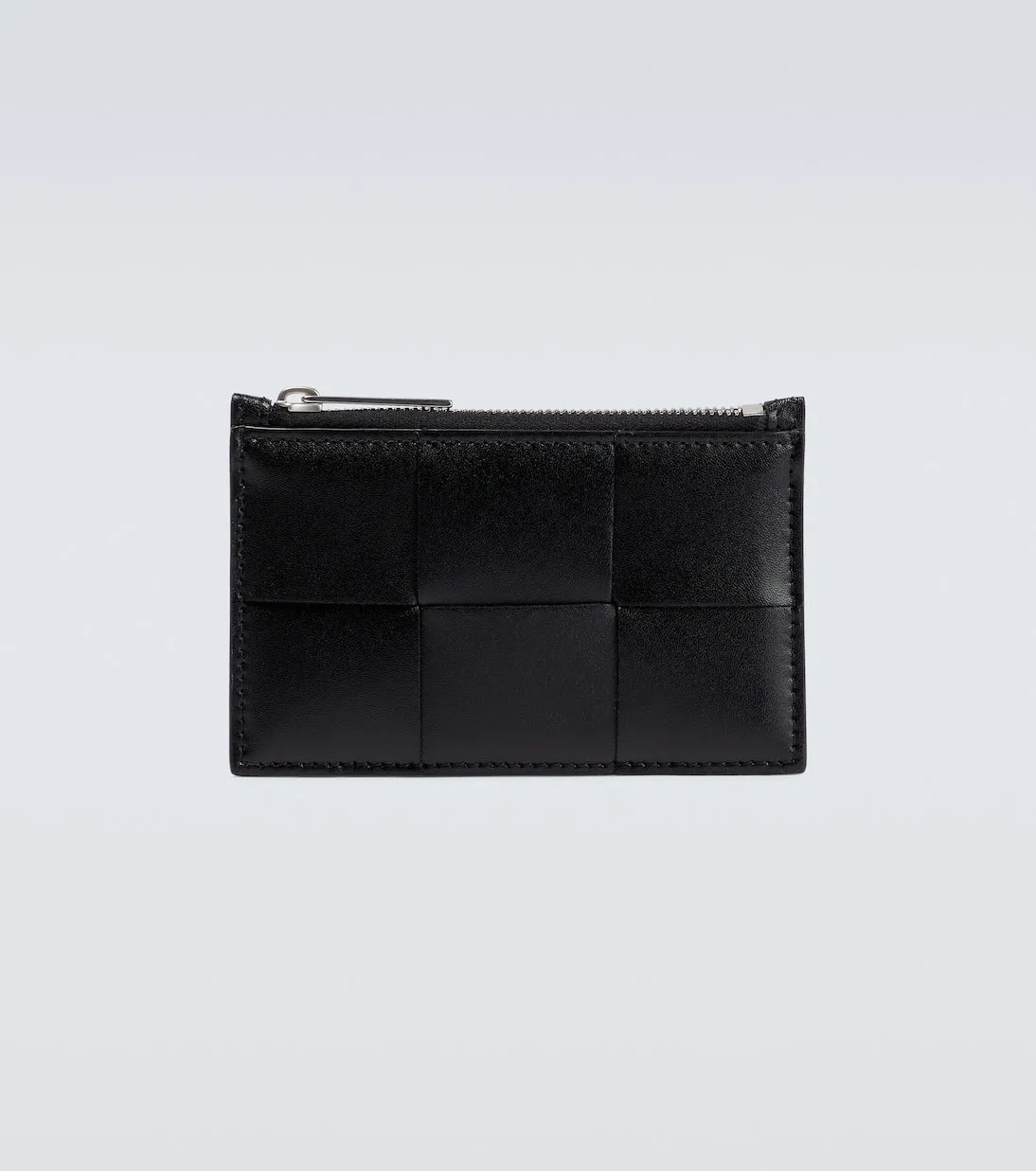 Leather business card case intreccio Bottega Veneta, black