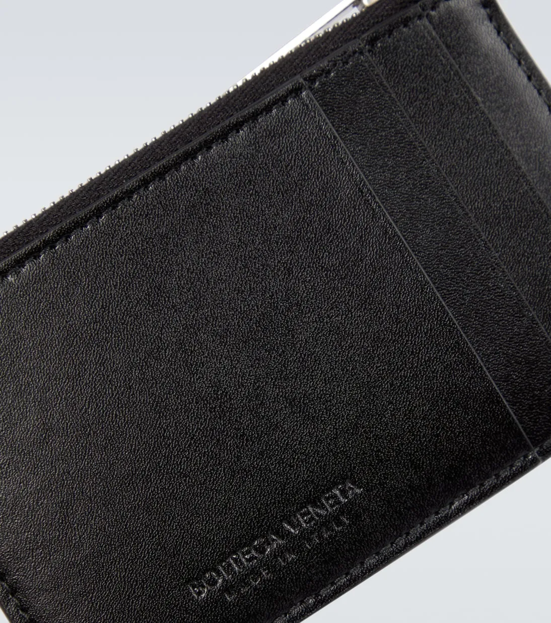 Leather business card case intreccio Bottega Veneta, black