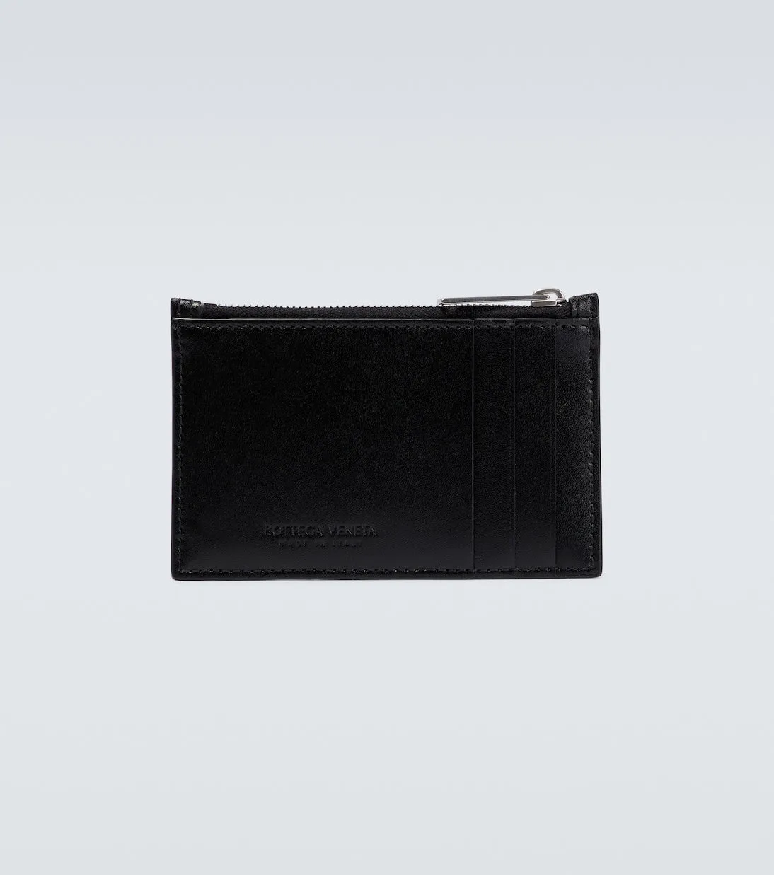 Leather business card case intreccio Bottega Veneta, black