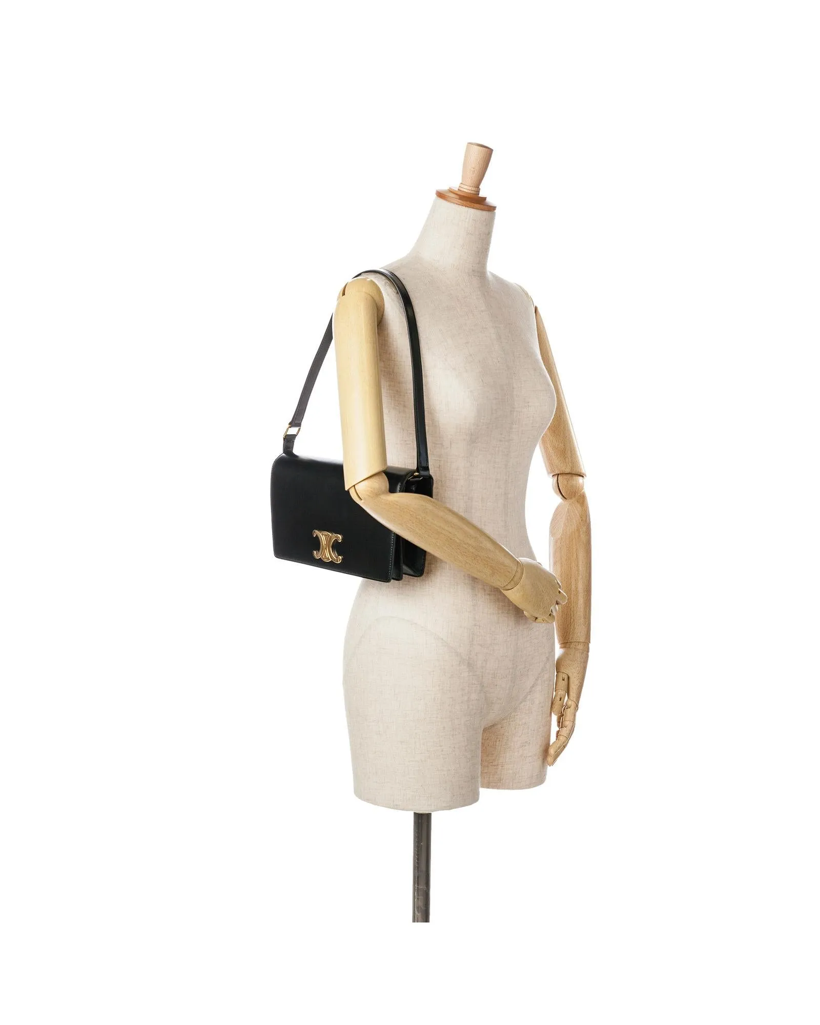 Leather Trapeze Shoulder Bag with Detachable Strap and Interior Pockets