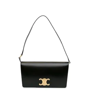 Leather Trapeze Shoulder Bag with Detachable Strap and Interior Pockets