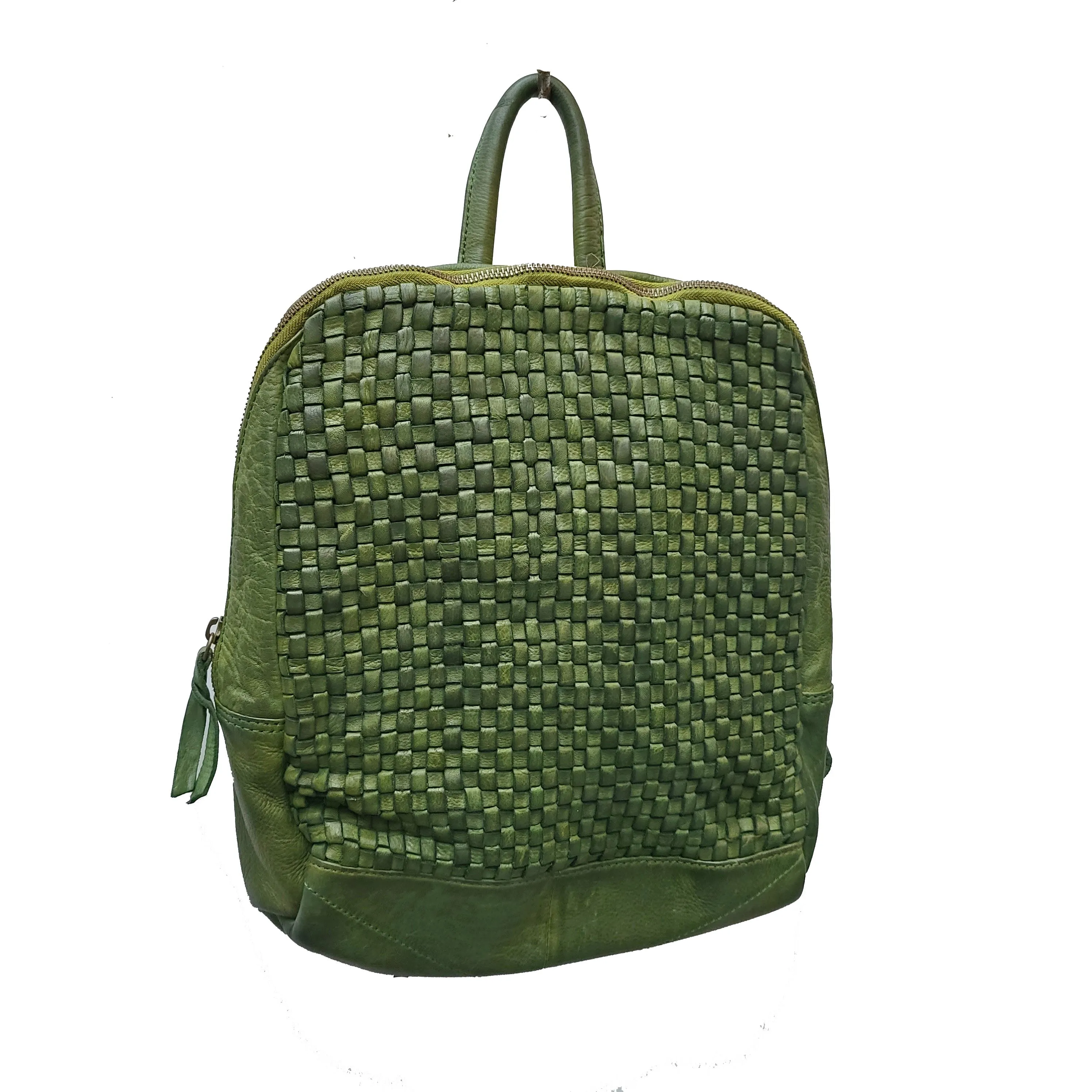 LEILANI - Luxury Washed Woven Detail Backpack Leather Bag NEW