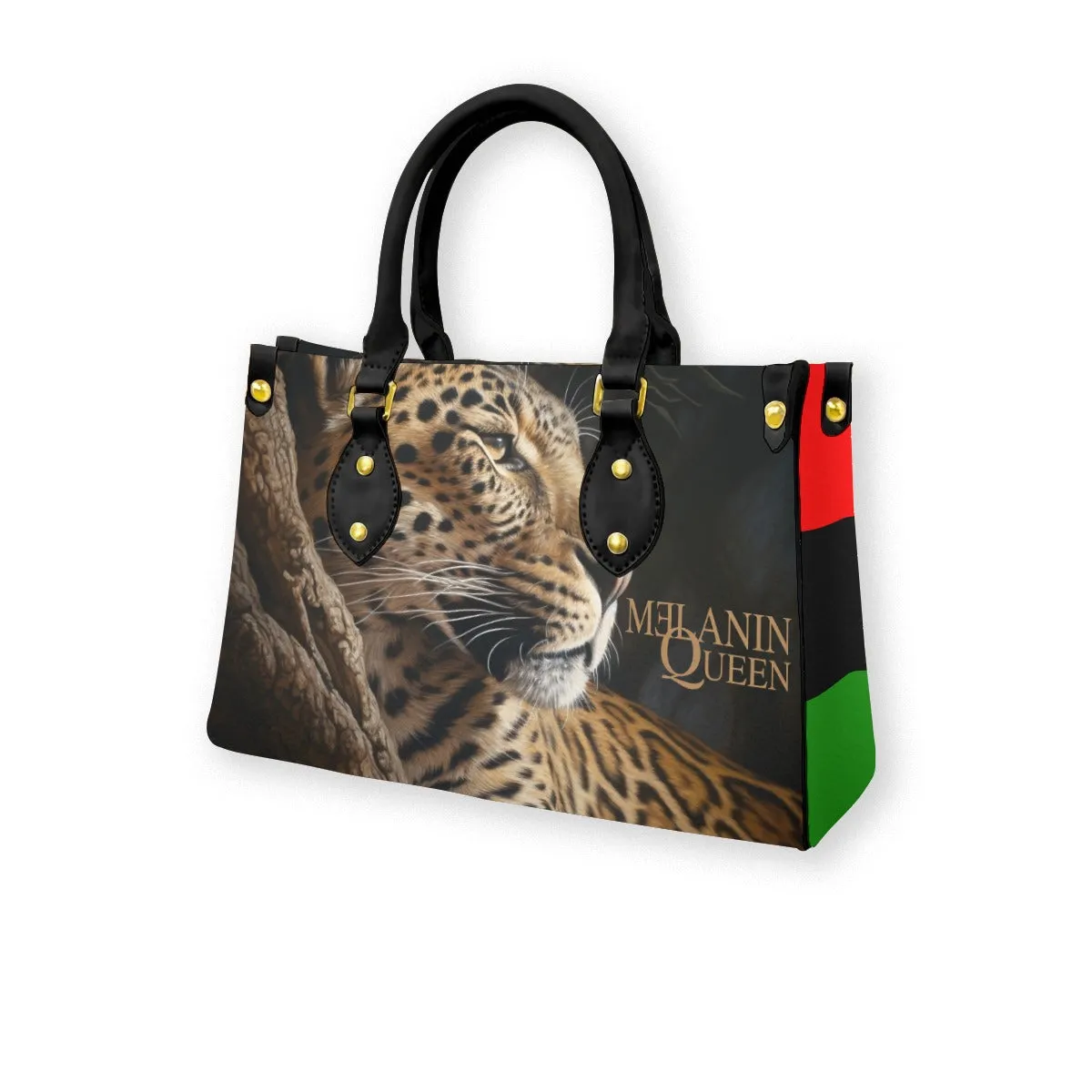 Leopard - Melanin Queen  - Women's Tote Bag With Black Handle