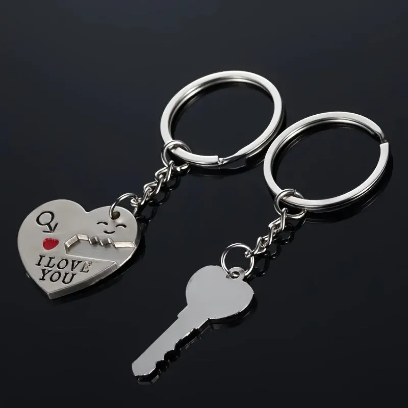 Love Keychain Set 2 Hearts 1 message perfect for couples