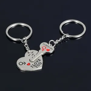 Love Keychain Set 2 Hearts 1 message perfect for couples