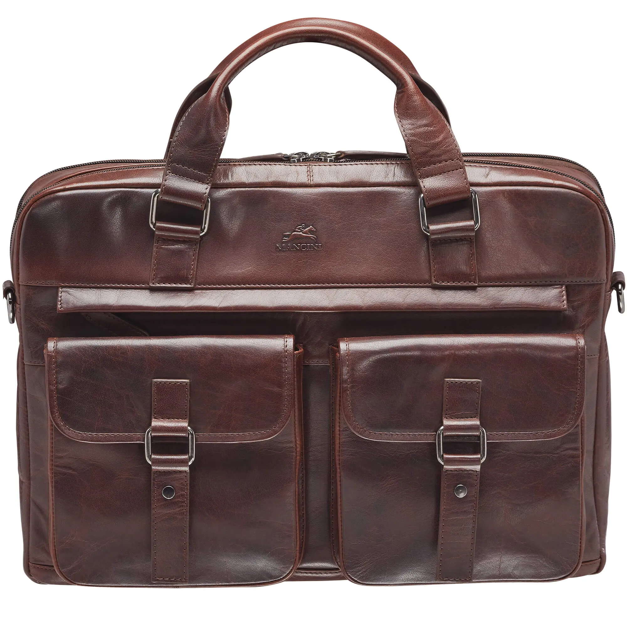 Mancini Leather Buffalo Briefcase with Dual Compartments for 15.6” Laptop