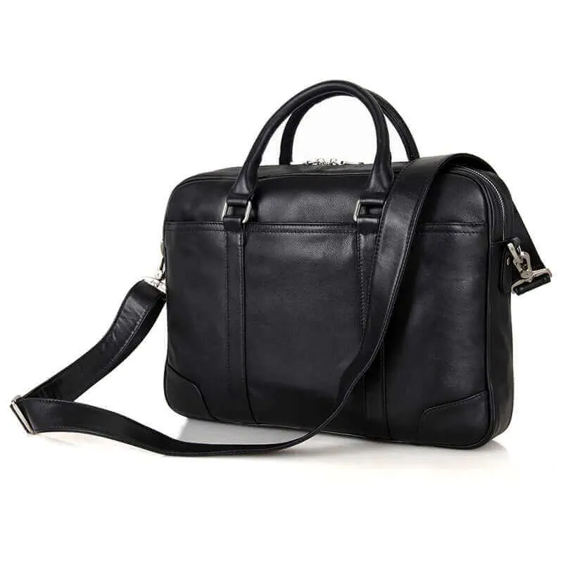 Men's Black Leather Briefcase - Versatile Work & Laptop Bag