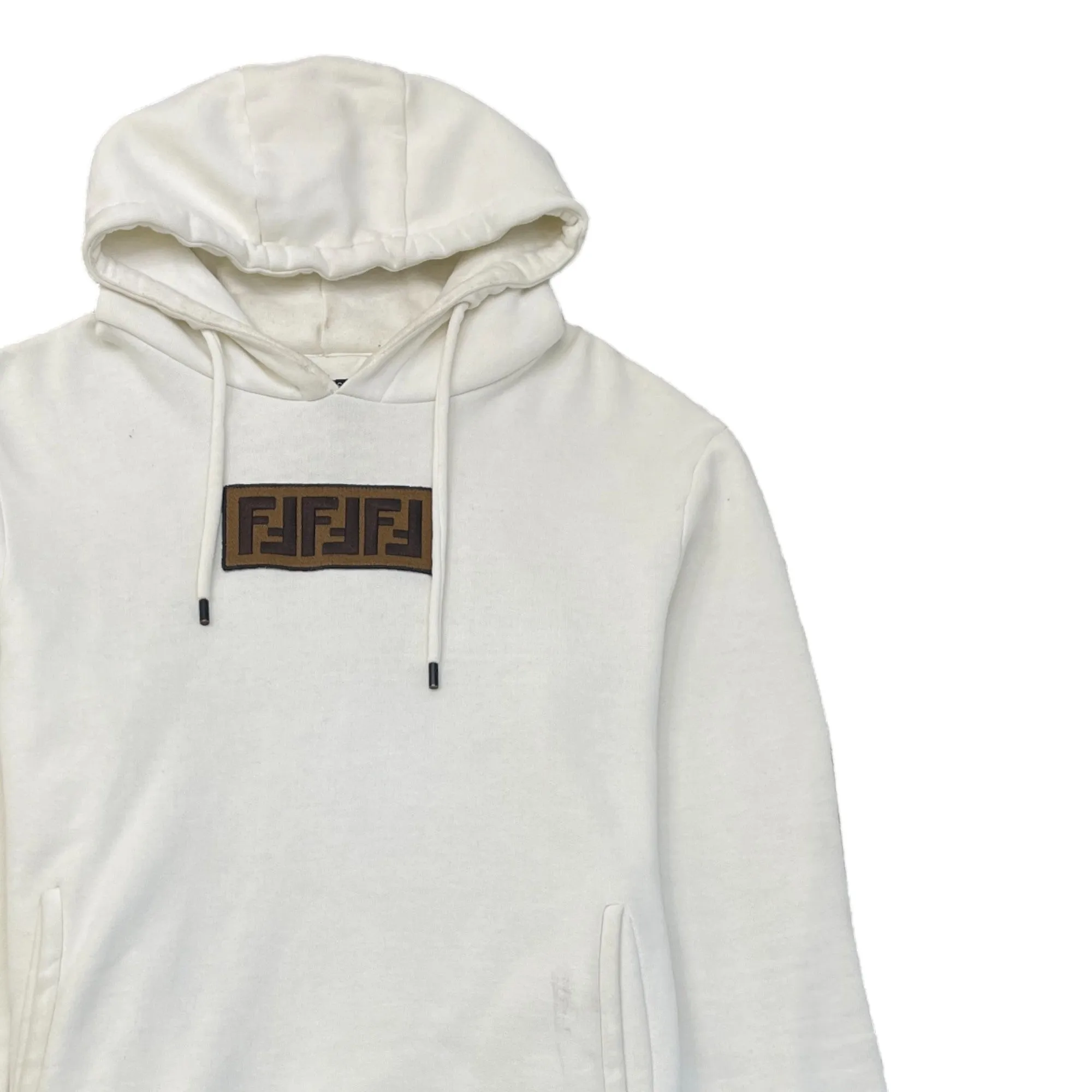 Men's Ff Box Logo Hoodie White Size IT 48 / UK M