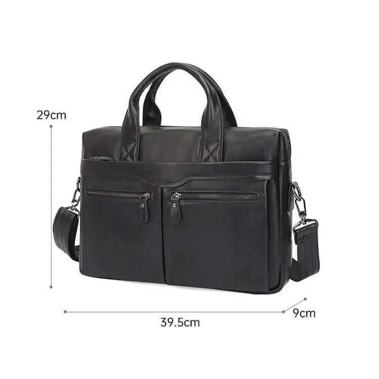 Men's Genuine Leather Business Laptop Bag – Compact & Stylish