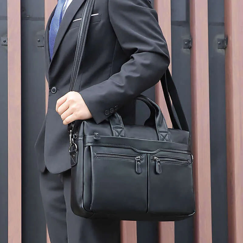 Men's Genuine Leather Business Laptop Bag – Compact & Stylish