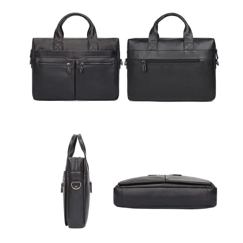 Men's Genuine Leather Business Laptop Bag – Compact & Stylish