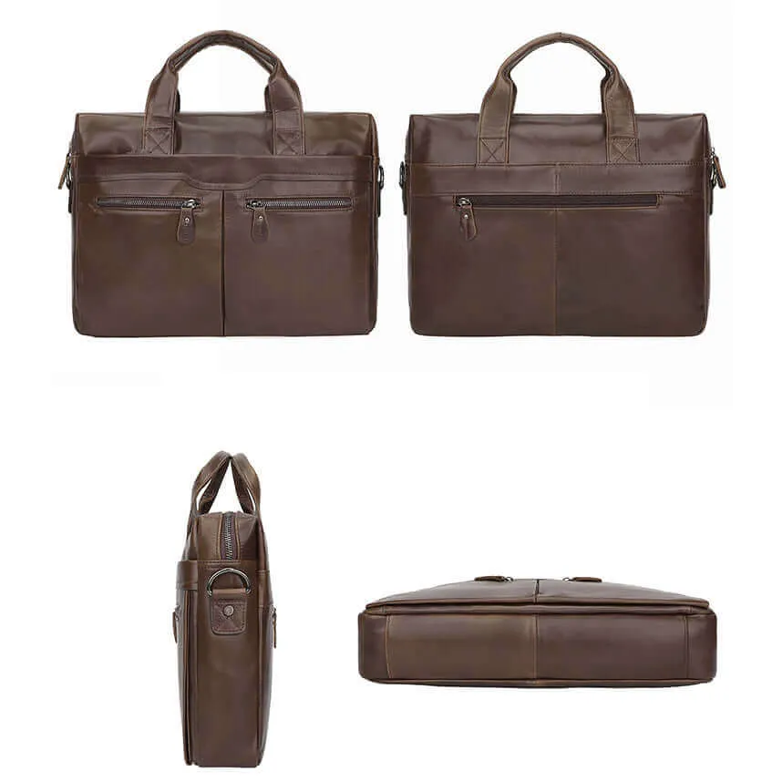 Men's Genuine Leather Business Laptop Bag – Compact & Stylish