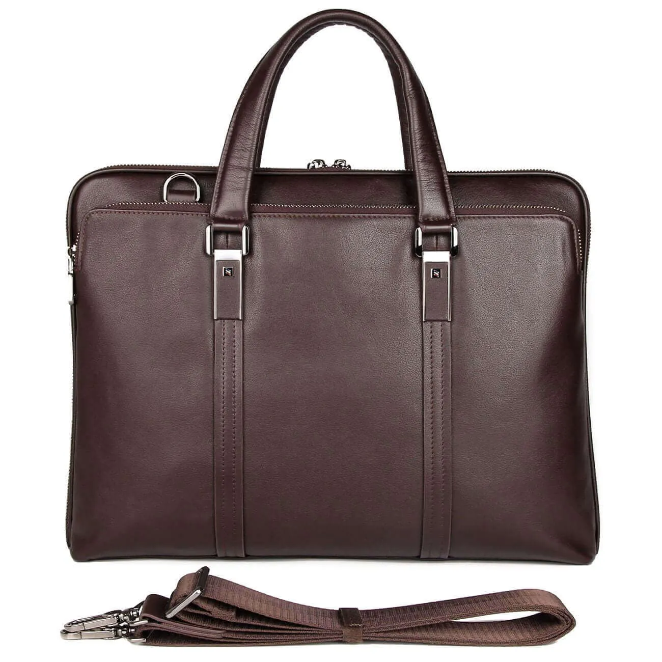 Men's Slim Leather Laptop Bag - Sleek and Functional