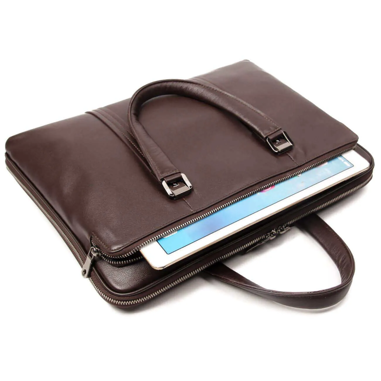 Men's Slim Leather Laptop Bag - Sleek and Functional