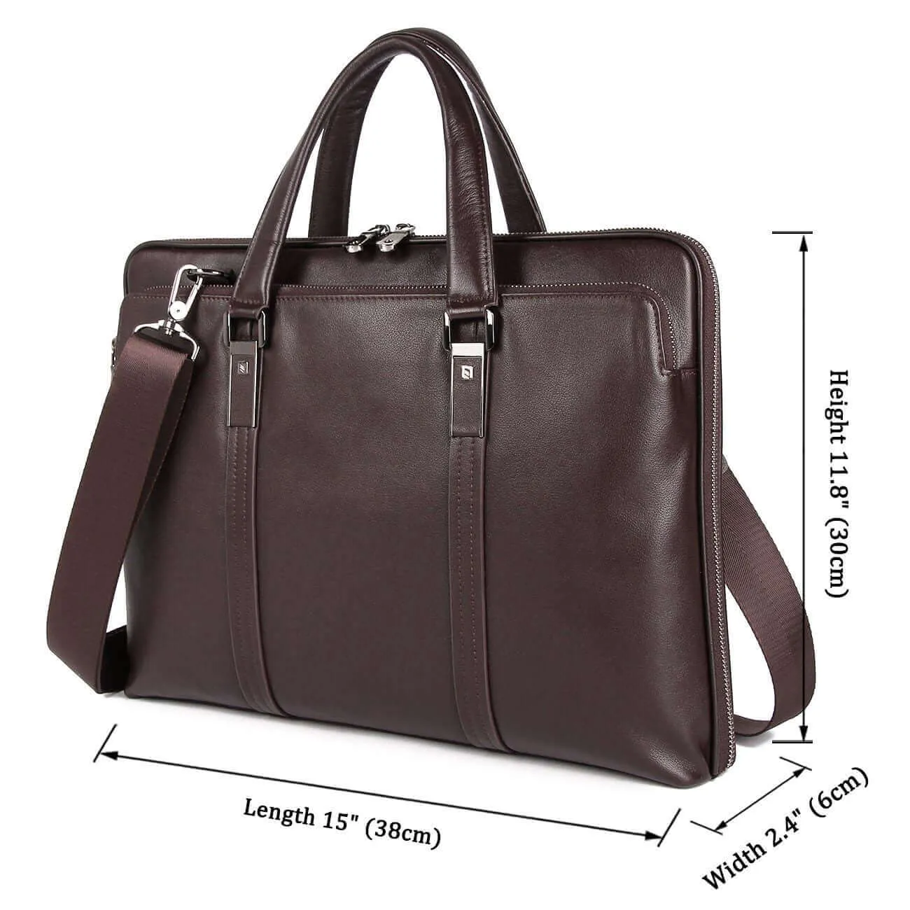 Men's Slim Leather Laptop Bag - Sleek and Functional