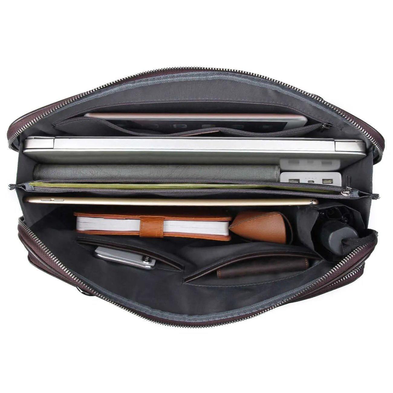 Men's Slim Leather Laptop Bag - Sleek and Functional