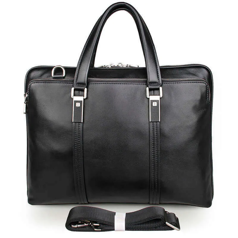 Men's Slim Leather Laptop Bag - Sleek and Functional