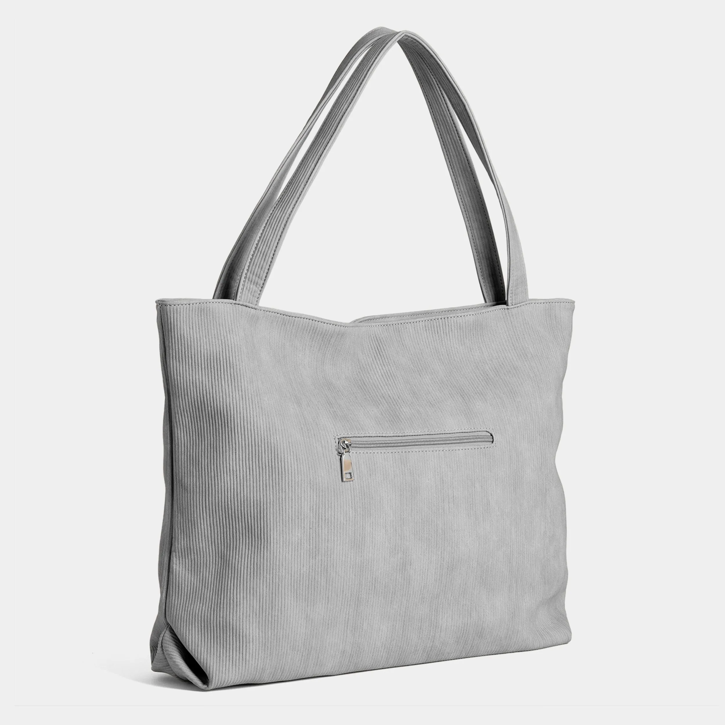 Molly Ribbed Tote - Grey