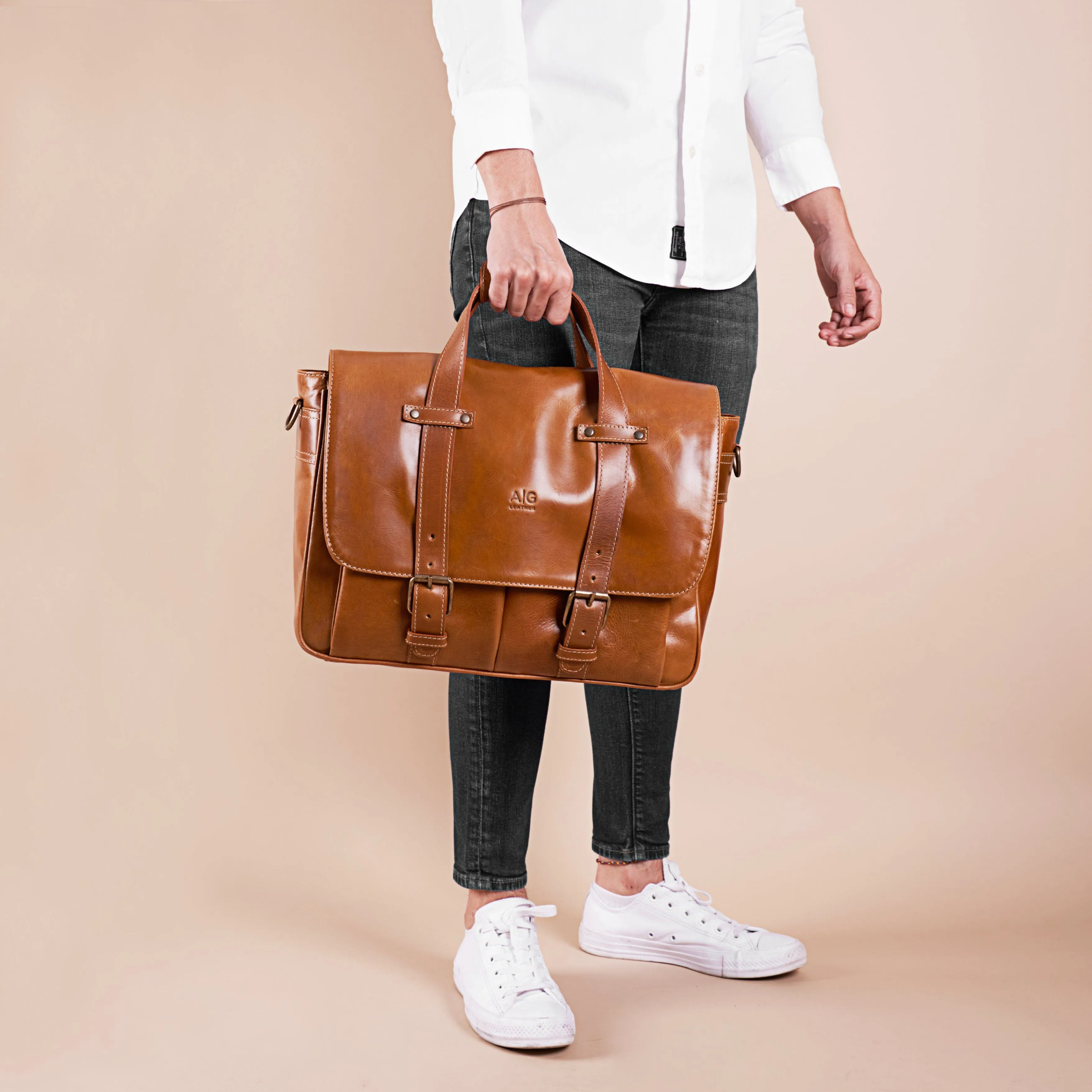 Montana Portfolio Briefcase in Cognac Leather