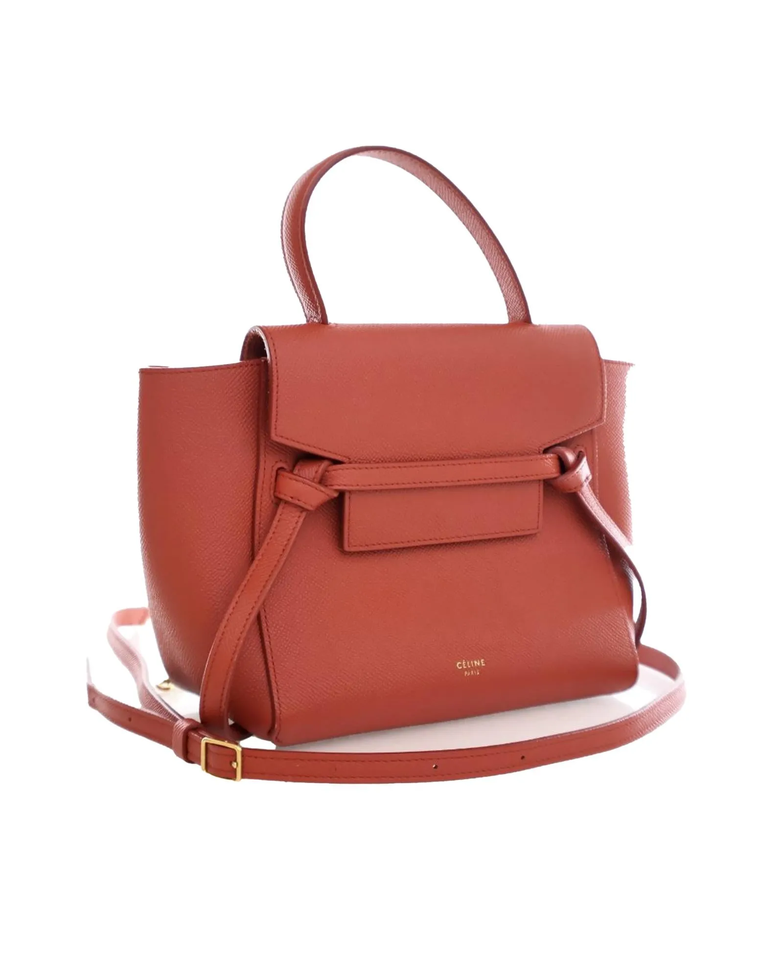 Nano Leather Belt Satchel with Detachable Strap and Magnetic Closure