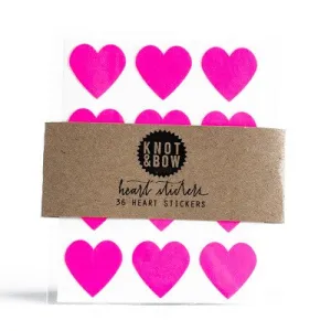 Neon Pink Heart Stickers (36 pack)