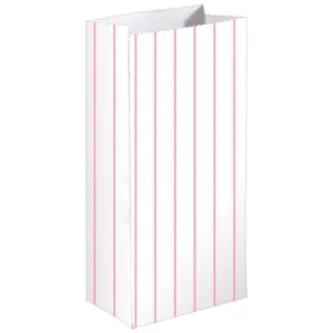 New Pink Stripe Paper Treat Bags FSC 13cm x 25cm x 7.5cm 8pk