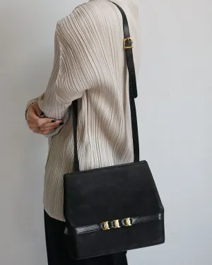 Nubuck Shoulder Bag w/ Lizard Strap