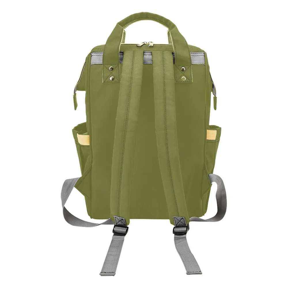 Olive Green Diaper Bag Backpack, Baby Boy Girl Waterproof Insulated Pockets Stylish Mom Dad Designer Men Women Multipurpose