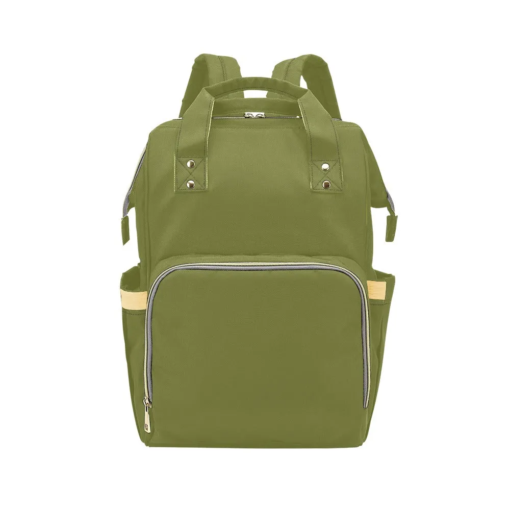 Olive Green Diaper Bag Backpack, Baby Boy Girl Waterproof Insulated Pockets Stylish Mom Dad Designer Men Women Multipurpose