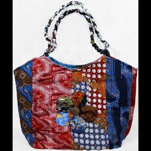 Patchwork Tote with Flower