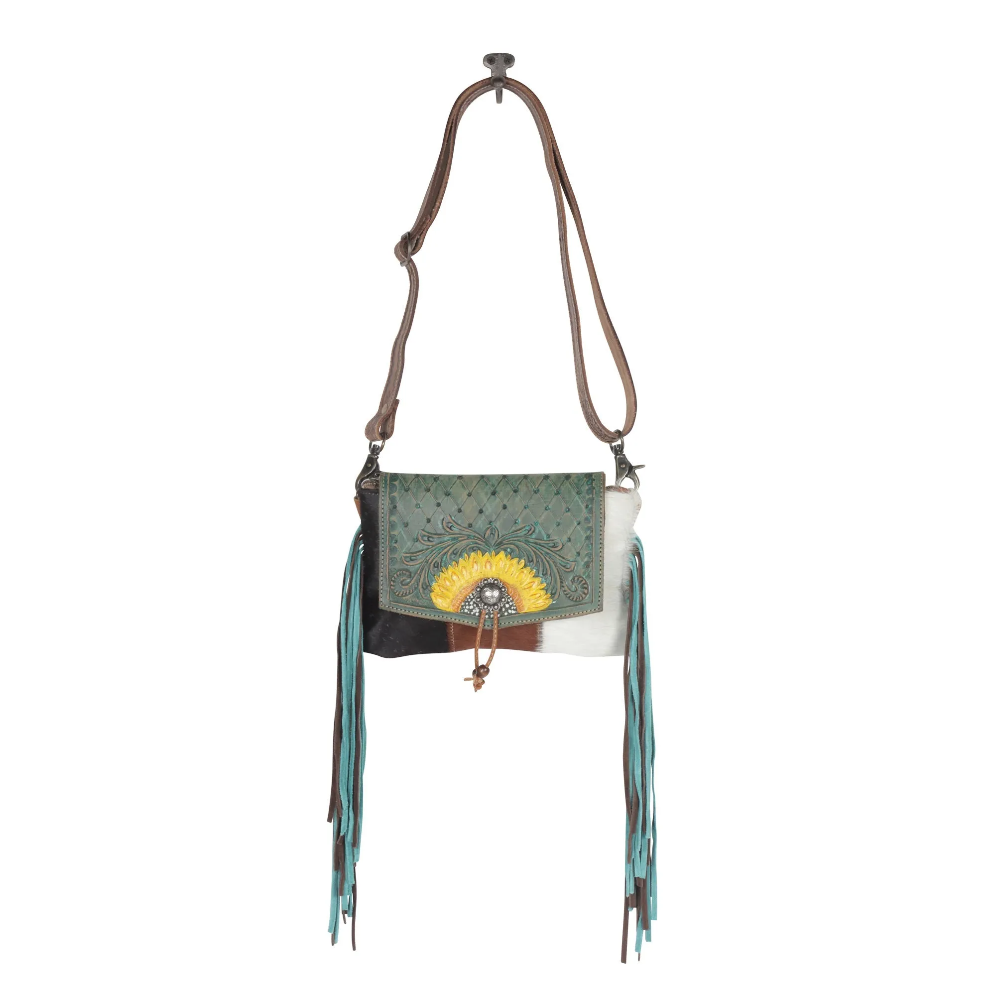 Peacock's Feather Hand-Tooled Bag