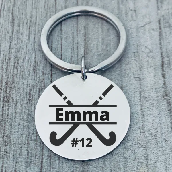 Personalized Field Hockey Stick Keychain