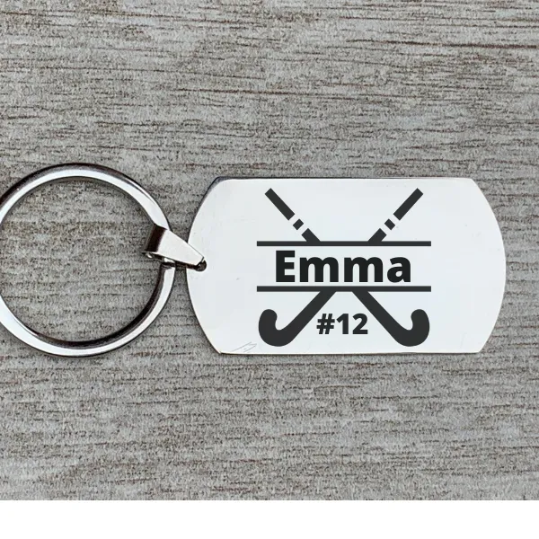 Personalized Field Hockey Stick Keychain