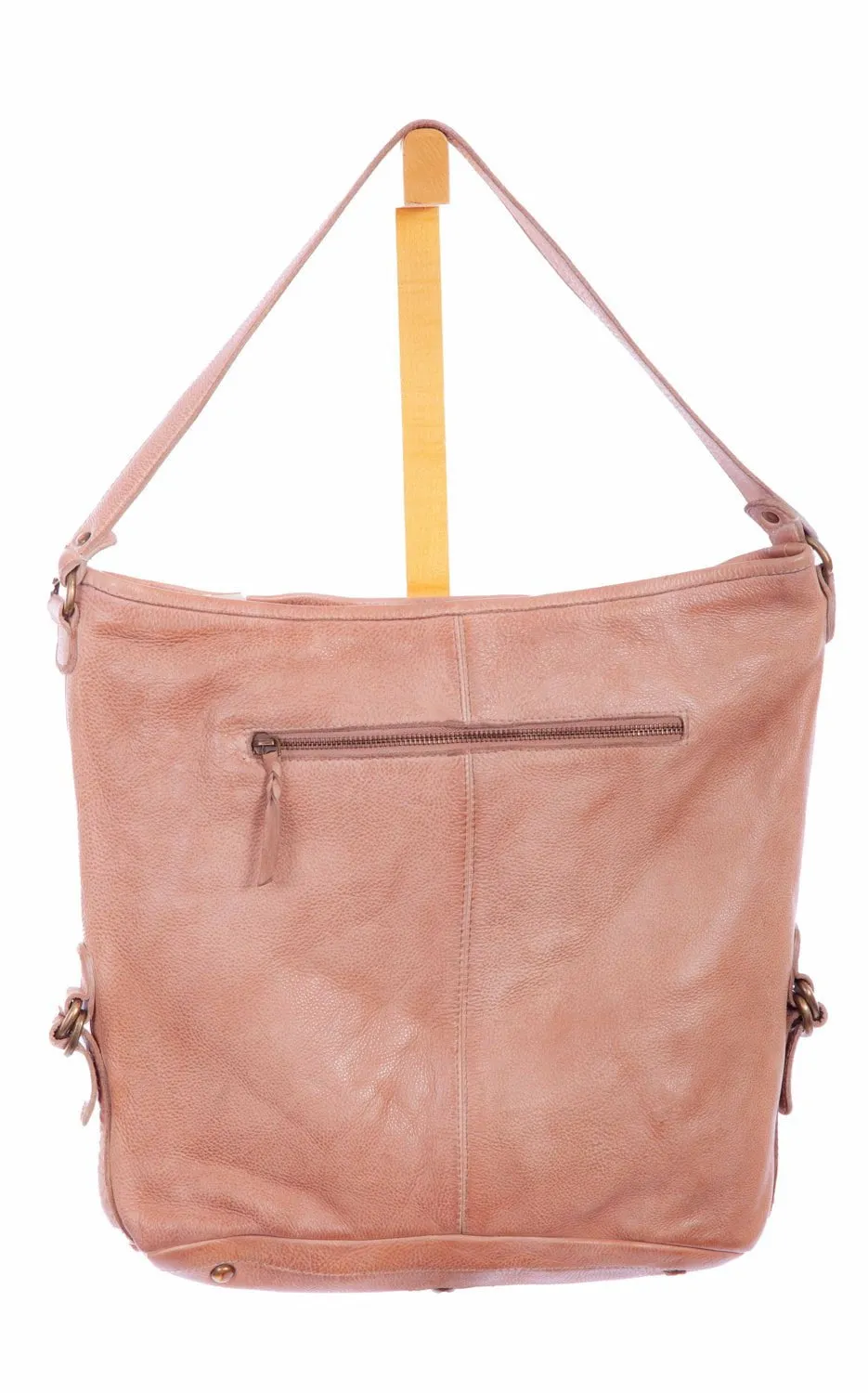 Scully Womens Large Brass Sand Leather Bucket Bag