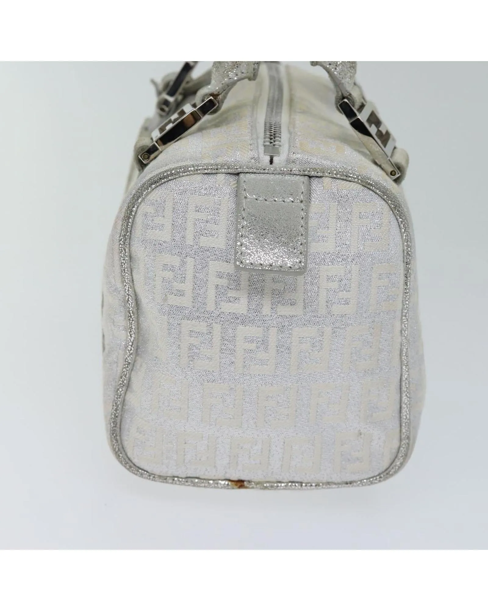 Silver Canvas Hand Bag with Key Accessory and Clochette