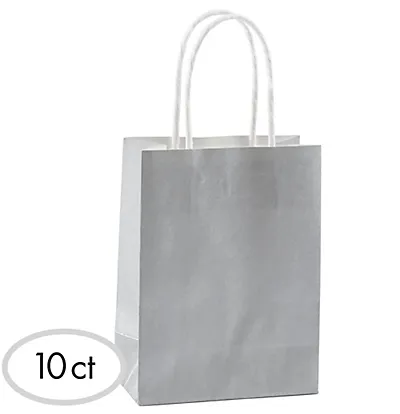 Silver Small Paper Gift Bags 8"  | 10 ct