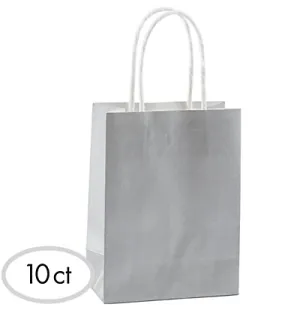 Silver Small Paper Gift Bags 8"  | 10 ct