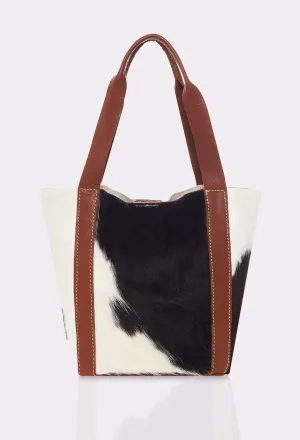 Tan Cowhide Leather Mini Bucket Bag ‘Pampa’