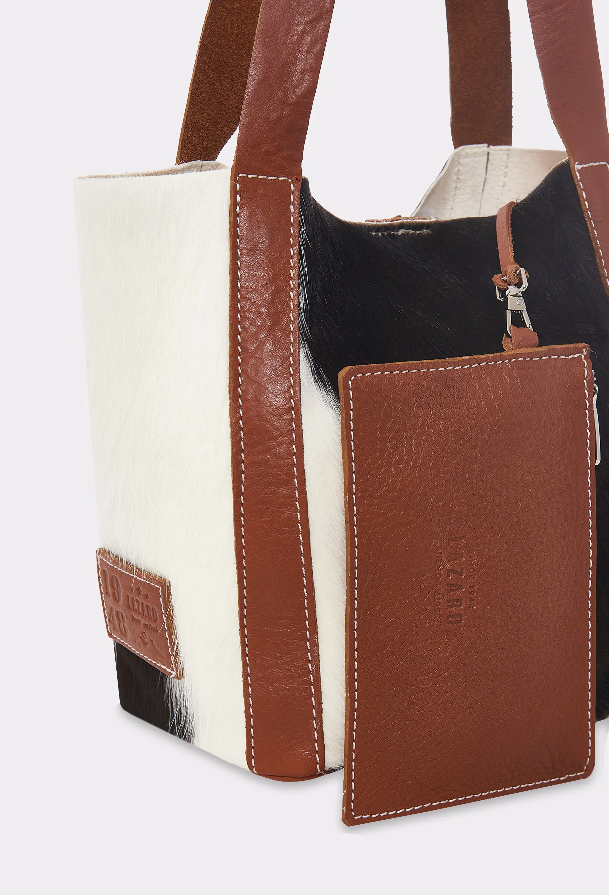 Tan Cowhide Leather Mini Bucket Bag ‘Pampa’