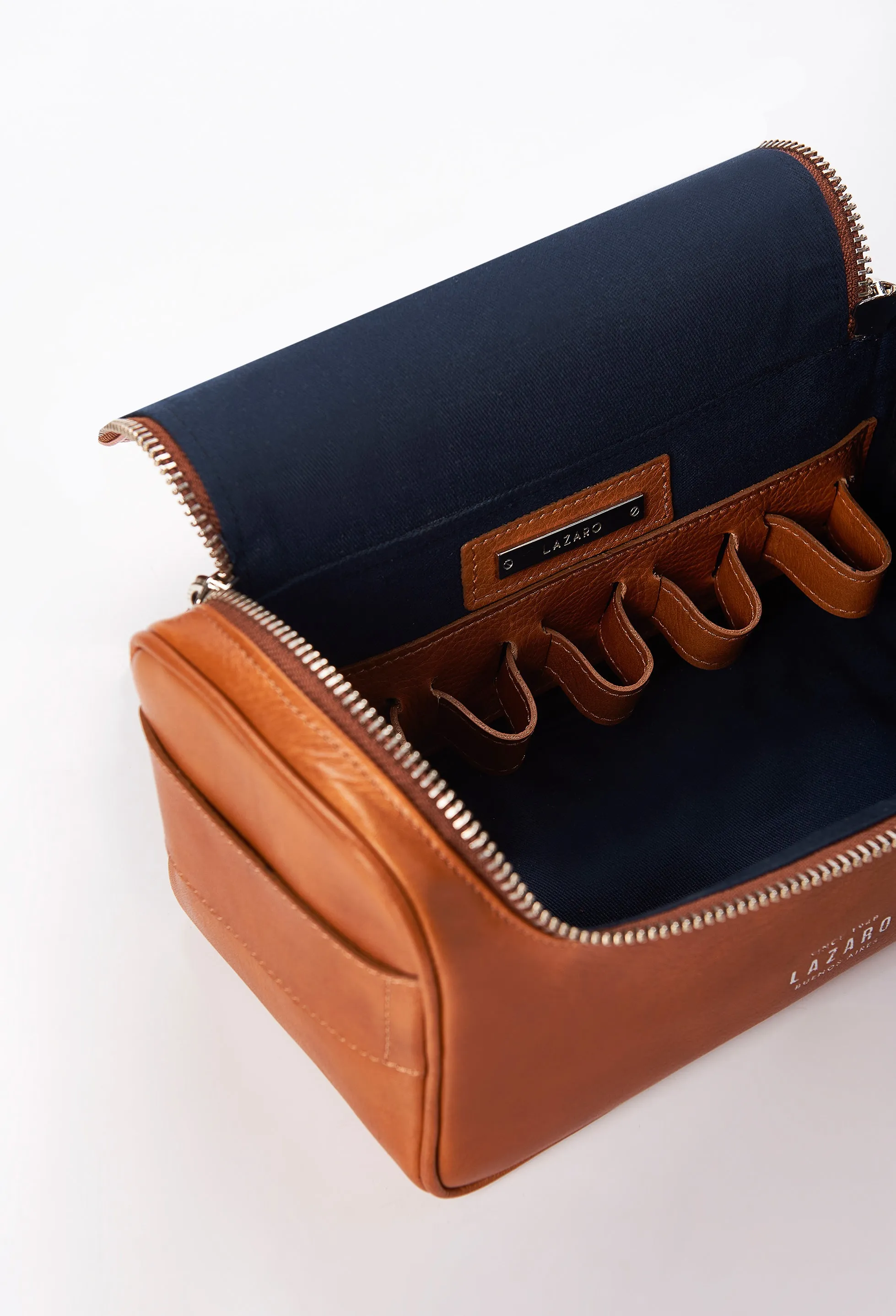 Tan Leather Large Toiletry Bag