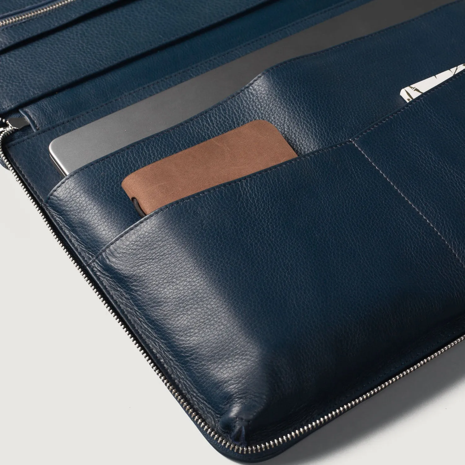 The Eclectic Midnight Blue Leather Folio Organizer