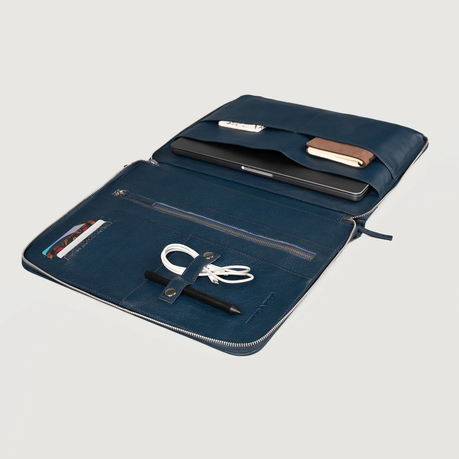 The Eclectic Midnight Blue Leather Folio Organizer