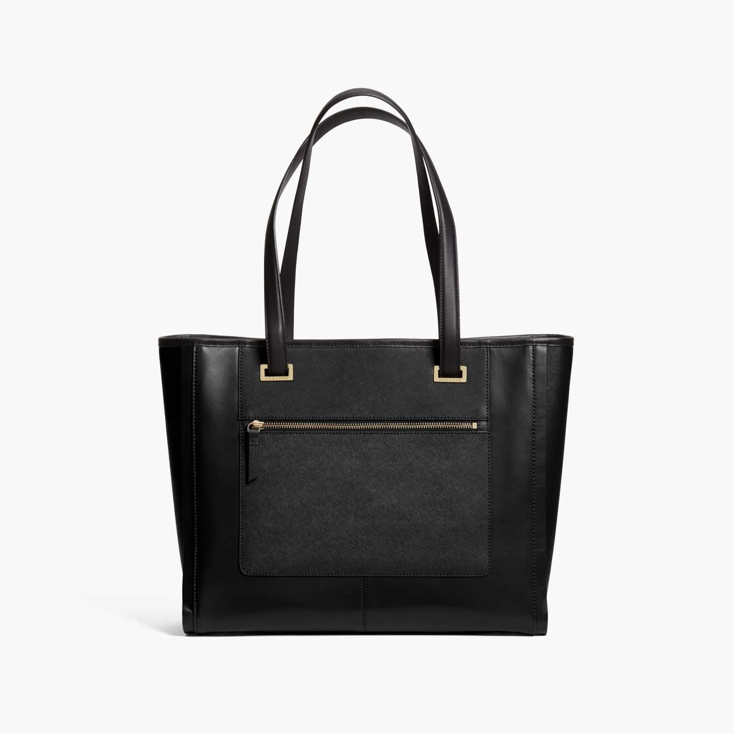 The Seville Prima Tote - Nappa & Saffiano Leather - Black / Gold / Grey