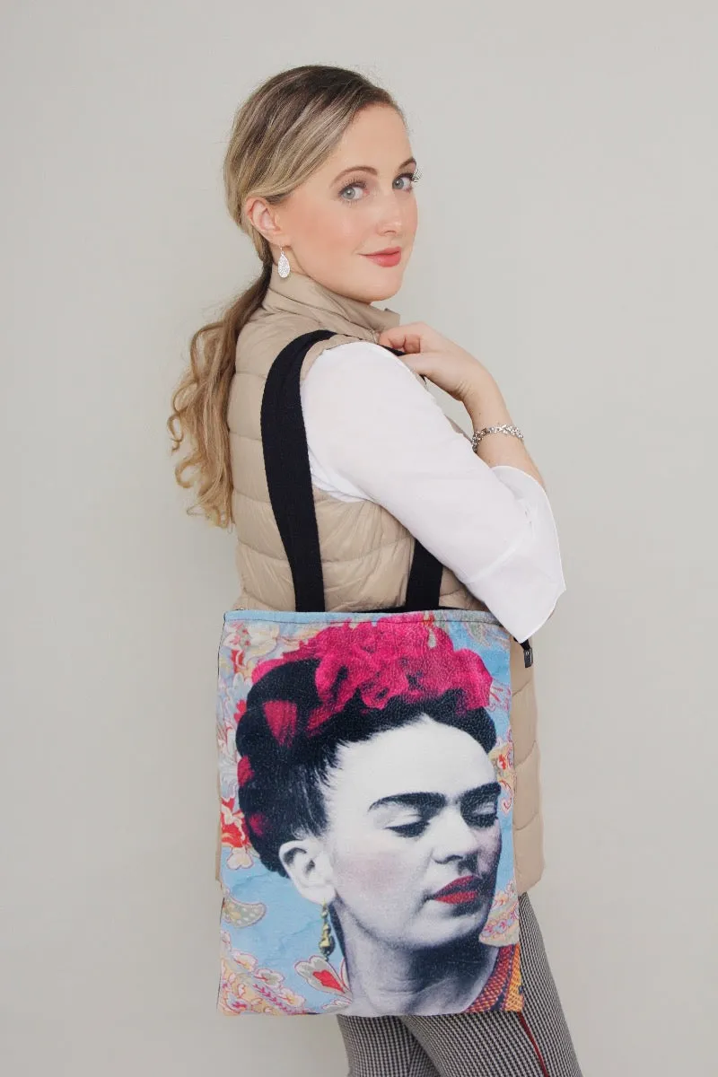 Tote Bag - Freda Kahlo Inspired - Blue Portrait